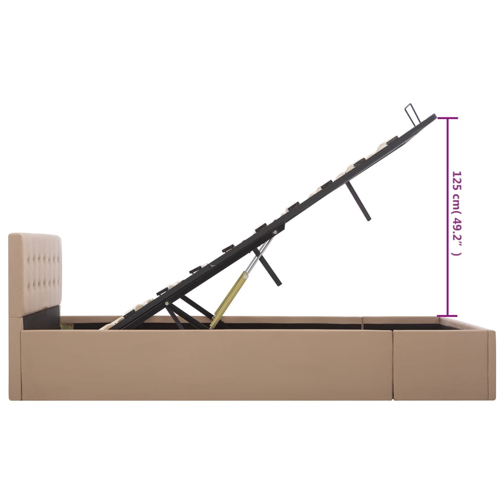 Łóżko hydrauliczne ze schowkiem skóra ekologiczna - cappuccino, 140 x 200 cm - number 11.