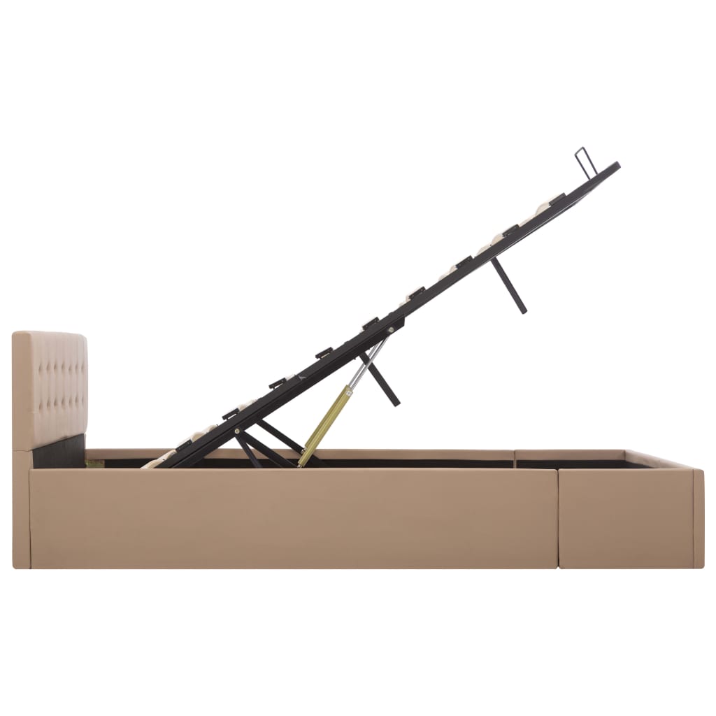 Łóżko hydrauliczne ze schowkiem skóra ekologiczna - cappuccino, 140 x 200 cm - number 6.