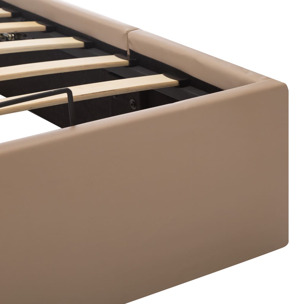 Łóżko hydrauliczne ze schowkiem skóra ekologiczna - cappuccino, 140 x 200 cm - number 9.