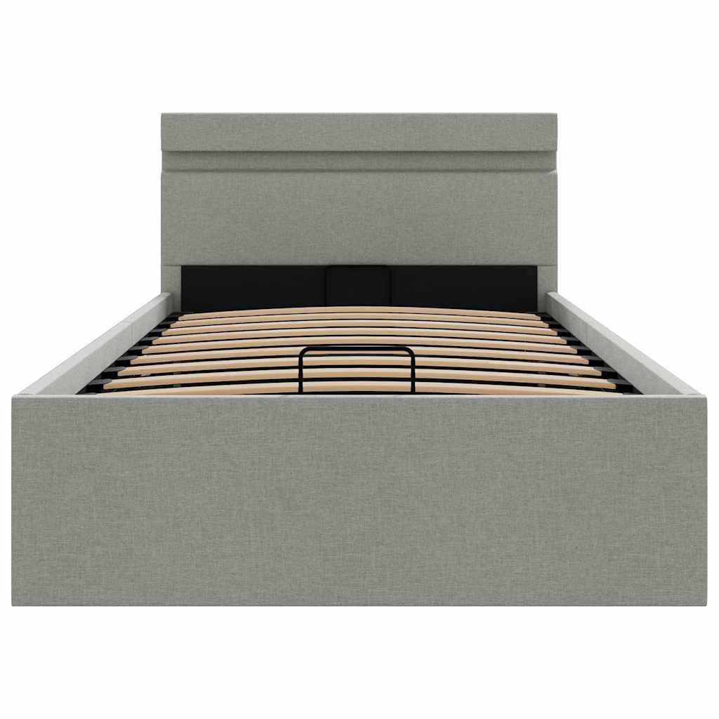 Hydraulisk lagringsseng med led -stoff - lysegrå, 100 x 200 cm - number 6.