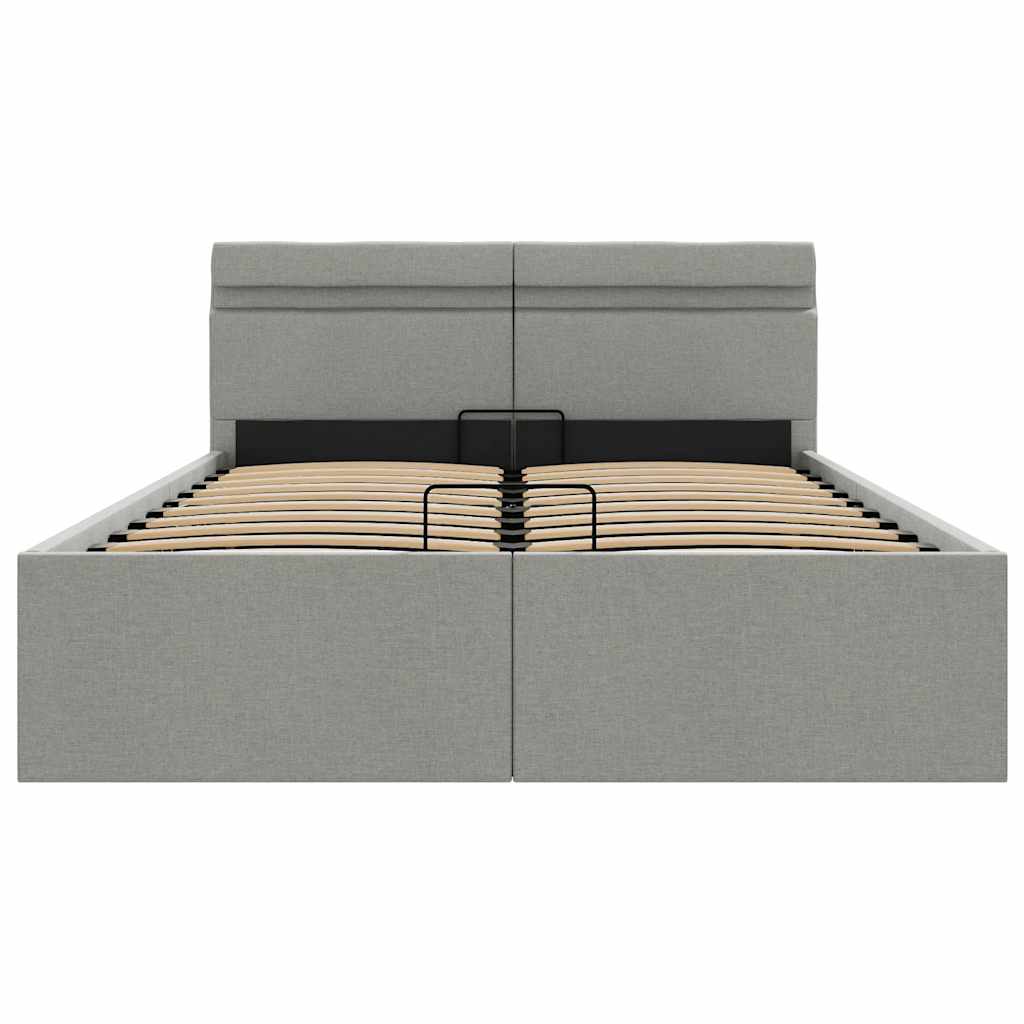 Hydrauliczne łóżko magazynowe z tkaniną led - jasnoszary, 140 x 200 cm - number 6.