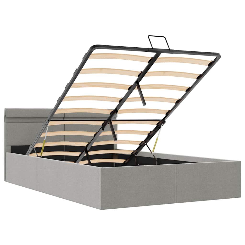 Hydrauliczne łóżko magazynowe z tkaniną led - jasnoszary, 140 x 200 cm - number 9.