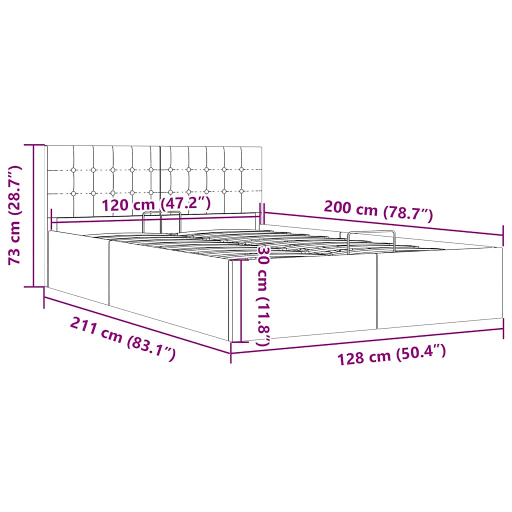 Hydraulisk opbevaringsseng 120 x 200 stof mørkegrå - number 11.