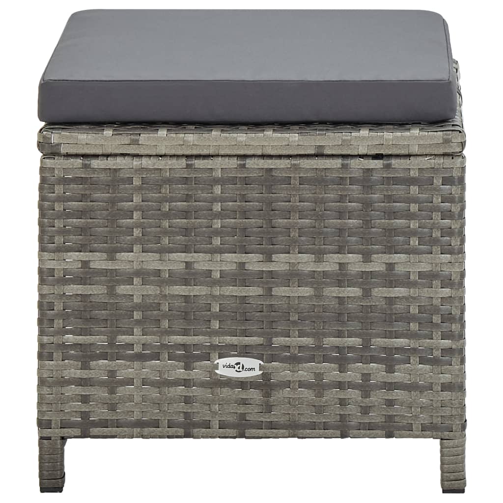 Zestaw stołowy do jadalni na zewnątrz 9 części z poduszkami polirattan - szary, 4x fotel + 4x podnóżek + stół, 1 - number 7.