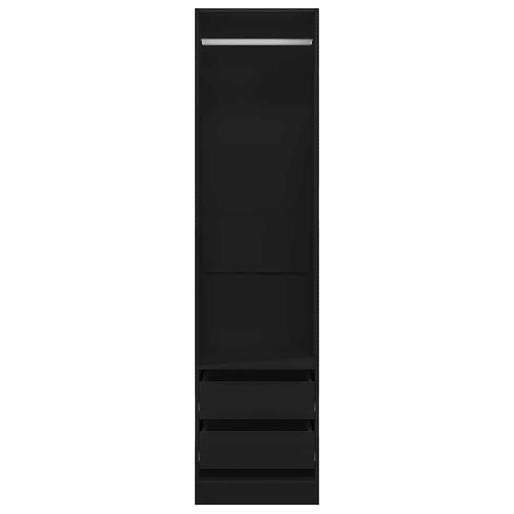 Ormar s ladicama izrađeno drvo - crni, 50 x 50 x 200 cm, 1, 2 ladice - number 4.