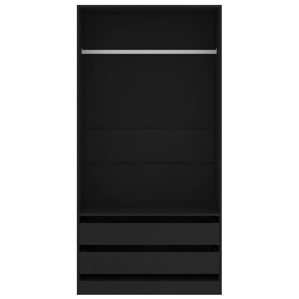 Drveni ormar izrađen - crni, 100 x 50 x 200 cm, 1, 2 ladice - number 3.