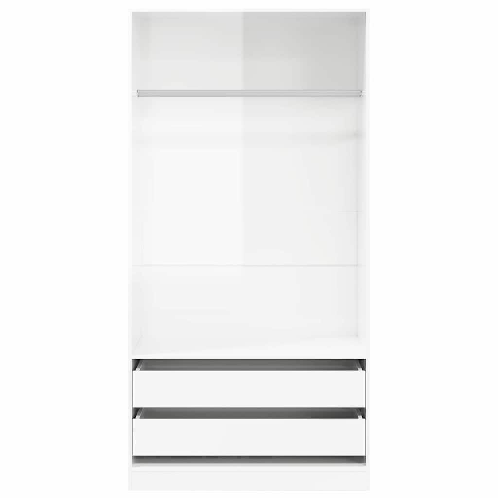Garderobskonstruerat trä högglans - vit högglans, 100 x 50 x 200 cm, 1, 2 lådor - number 4.