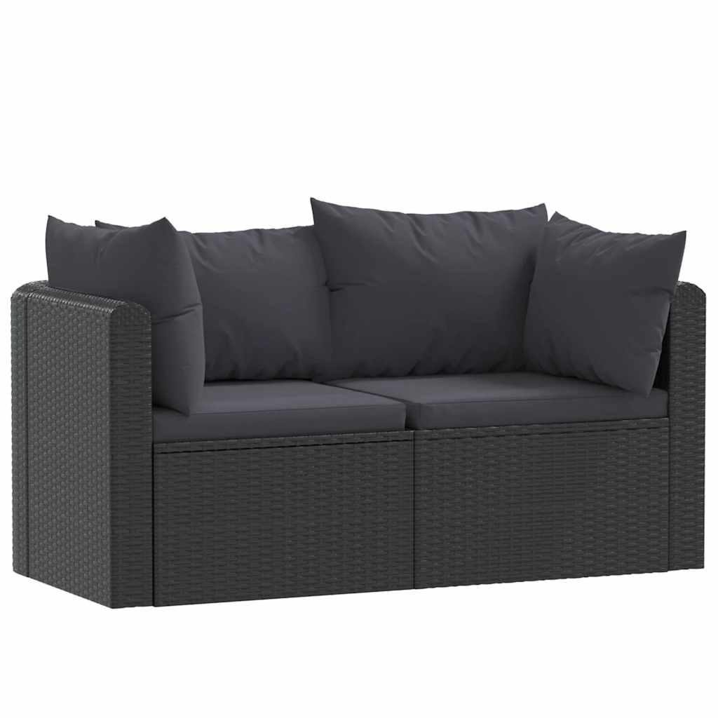 Havesofasæt 2 dele med hynder polyrattan sort - number 2.
