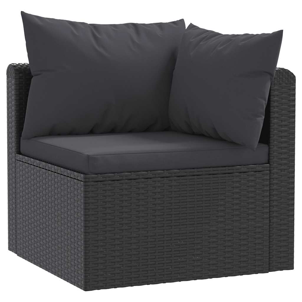 Havesofasæt 3 dele med hynder polyrattan sort - number 3.