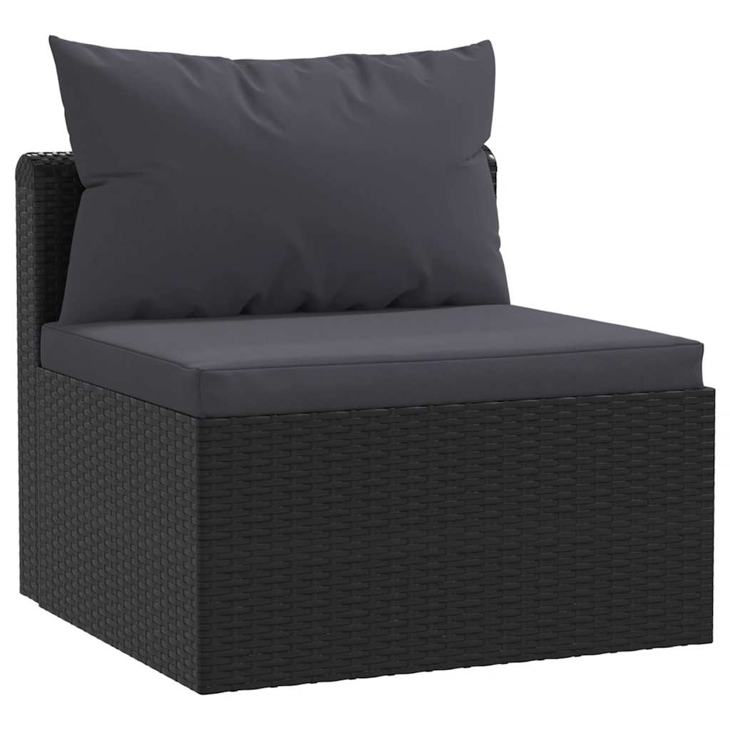 Havesofasæt 3 dele med hynder polyrattan sort - number 5.