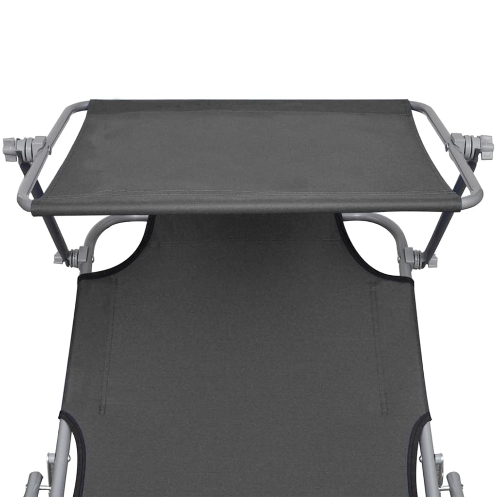 Foldbar liggestol med baldakin aluminium - grå, 1 - number 6.