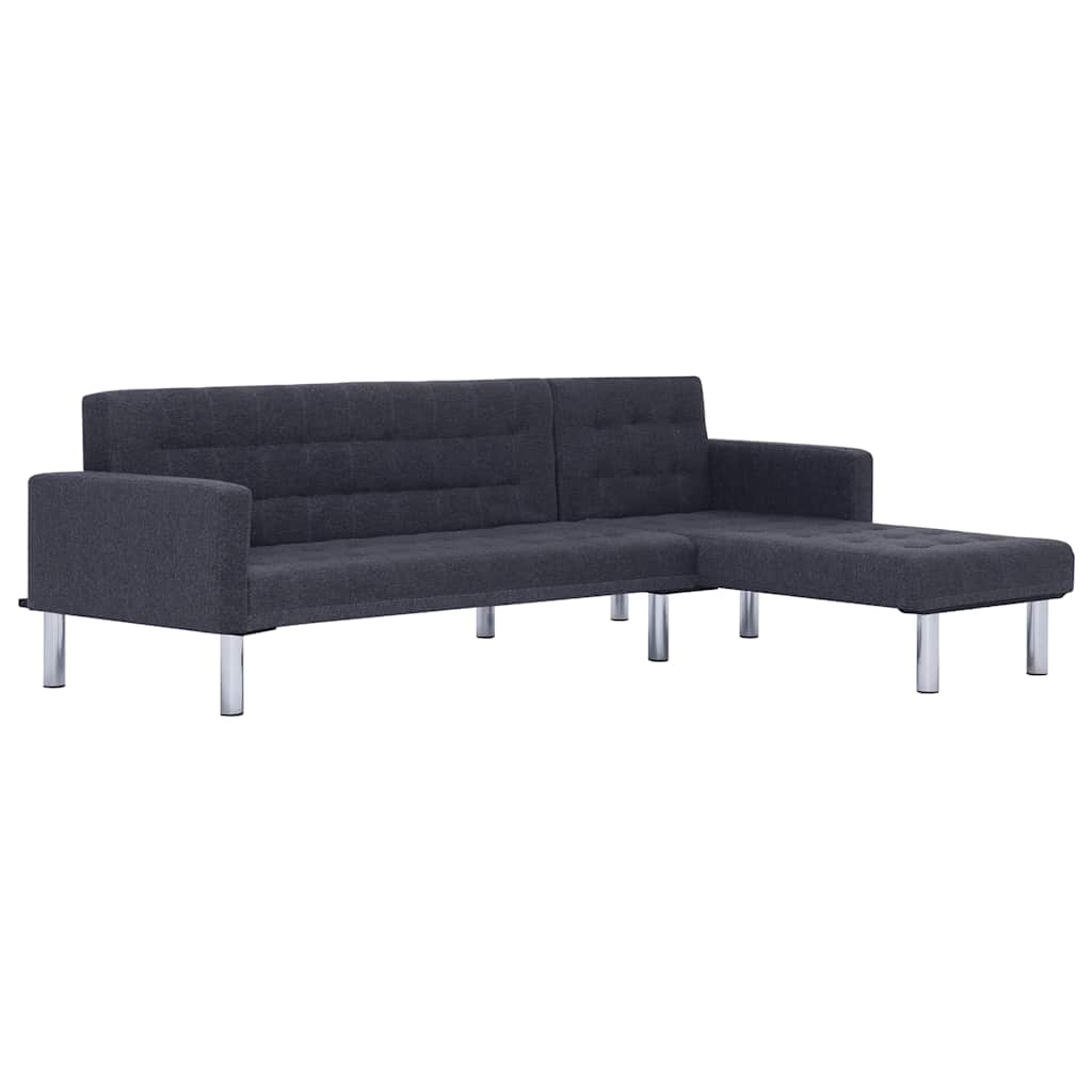L-formet sovesofa polyester mørkegrå - number 2.