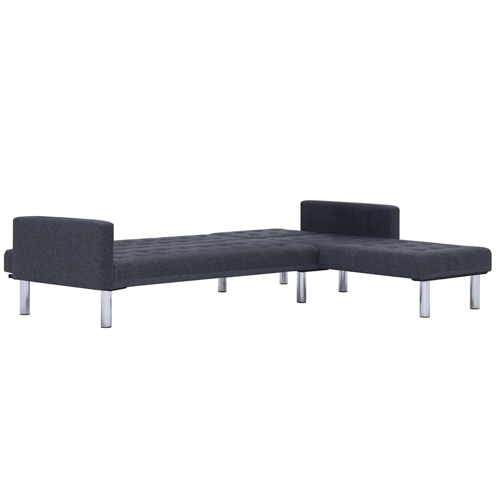 L-formet sovesofa polyester mørkegrå - number 5.