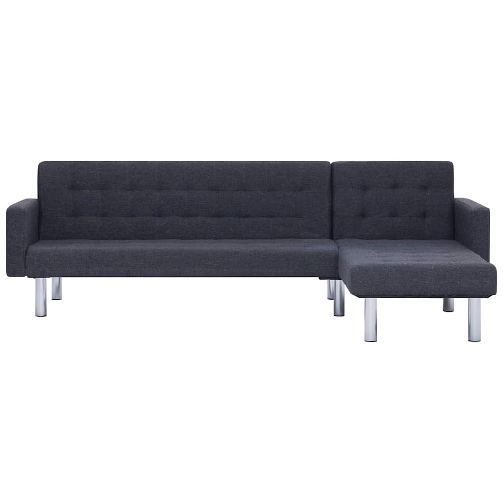 L-formet sovesofa polyester mørkegrå - number 4.