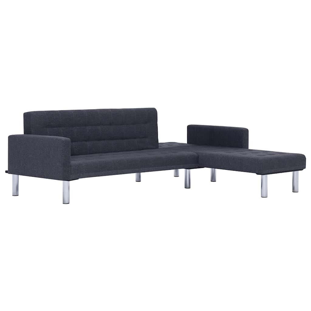 L-formet sovesofa polyester mørkegrå - number 6.
