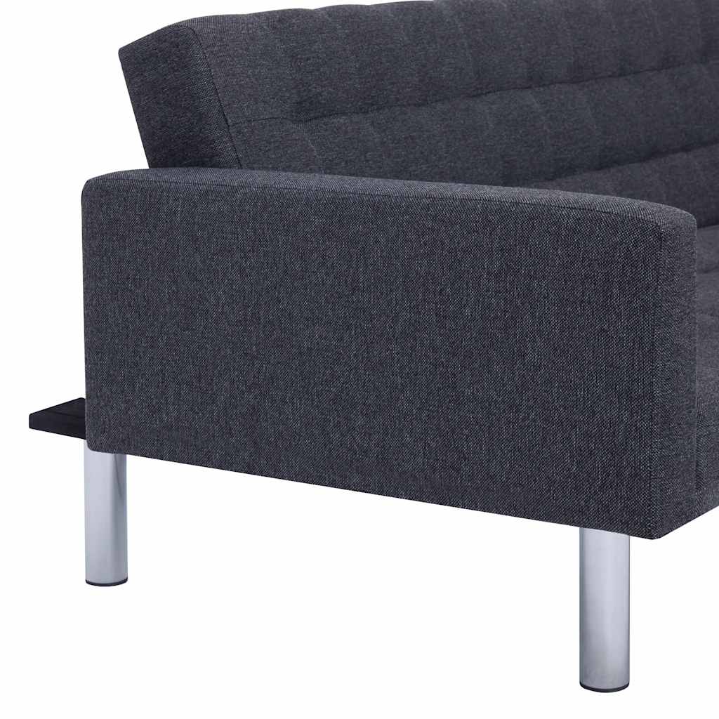L-formet sovesofa polyester mørkegrå - number 9.