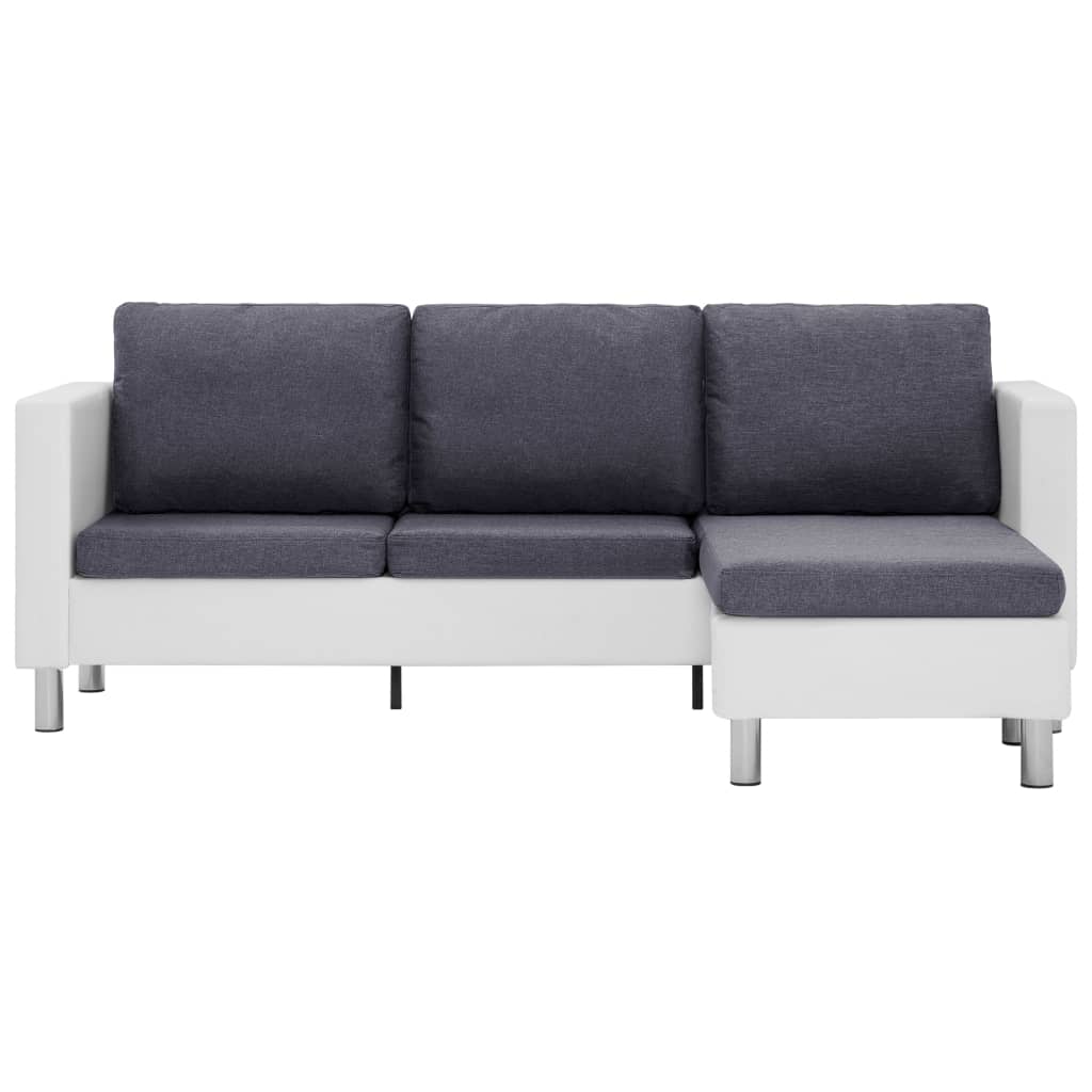 3-seters sofa med puter, kunstskinn, hvit - hvit og sort - number 3.