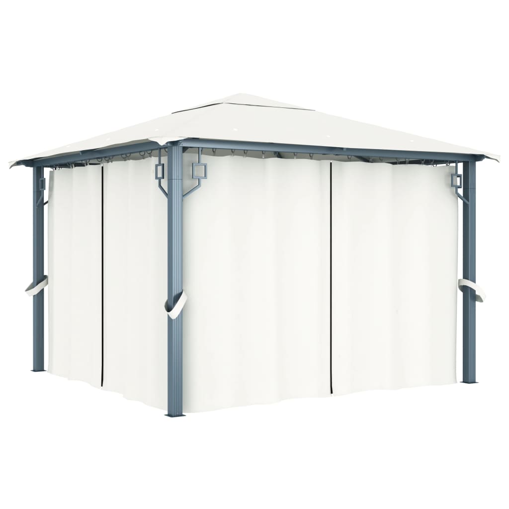 Havepavillon med gardin aluminium cremefarvet - creme, 300 x 300 cm - number 1.