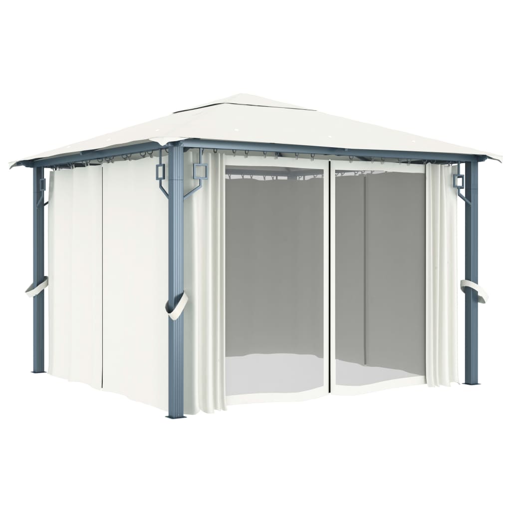 Havepavillon med gardin aluminium cremefarvet - creme, 300 x 300 cm - number 2.