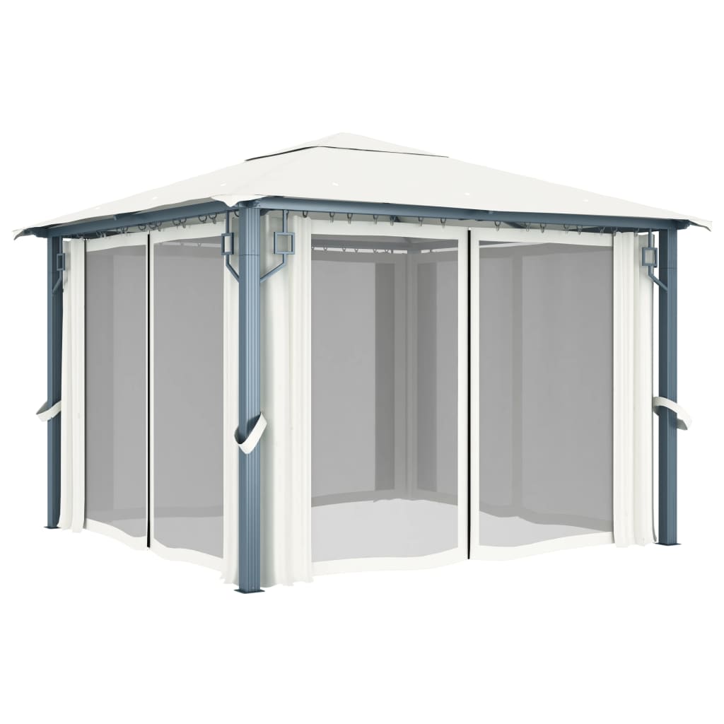 Havepavillon med gardin aluminium cremefarvet - creme, 300 x 300 cm - number 3.