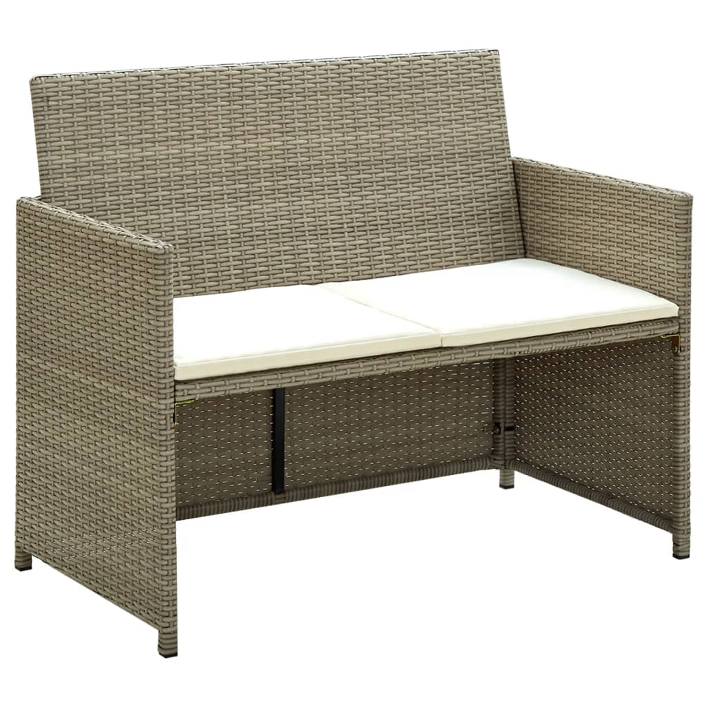 2-personers havesofa med hynder polyrattan beige - number 1.