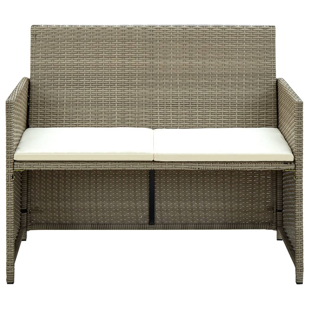2-personers havesofa med hynder polyrattan beige - number 2.