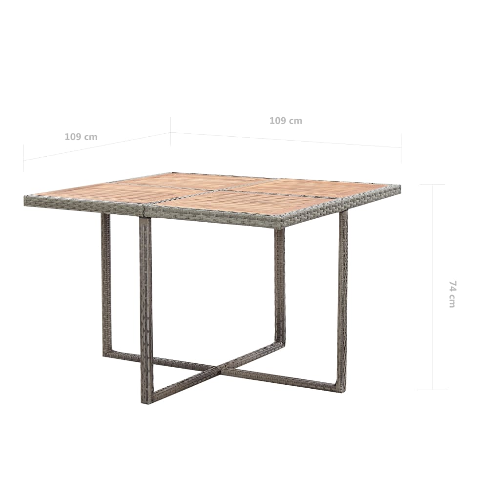 Vanjski blagovaonski stol od 9 dijelova s jastucima od poliratana antracit siva - number 11.