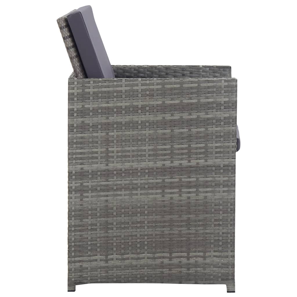 Vanjski blagovaonski stol od 9 dijelova s jastucima od poliratana antracit siva - number 4.