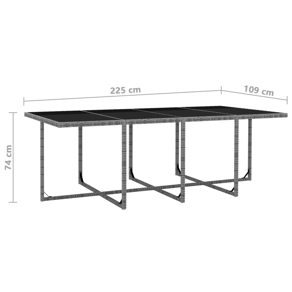 Ensemble de table à manger d'extérieur 13 pièces avec coussins en polyrotin gris anthracite - number 8.