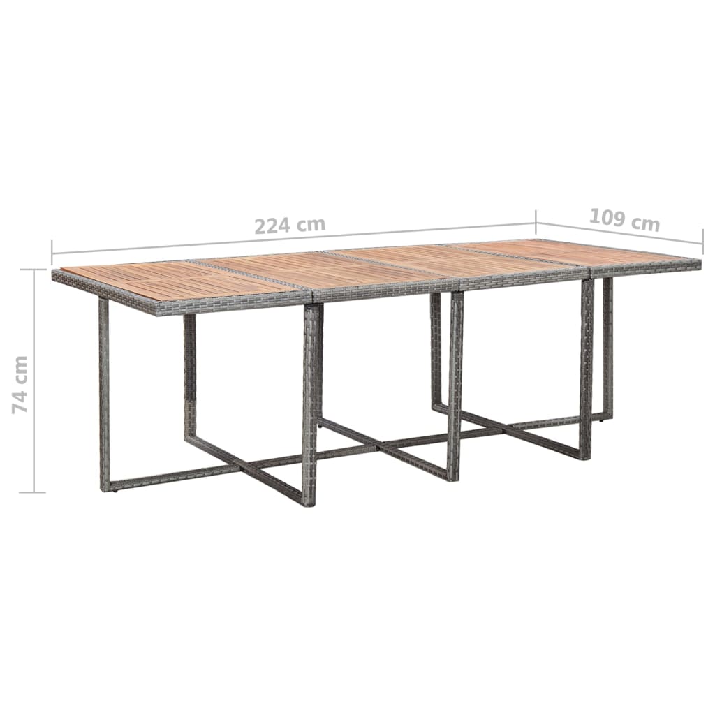 Ensemble de table à manger d'extérieur 13 pièces avec coussins en polyrotin gris anthracite - number 11.