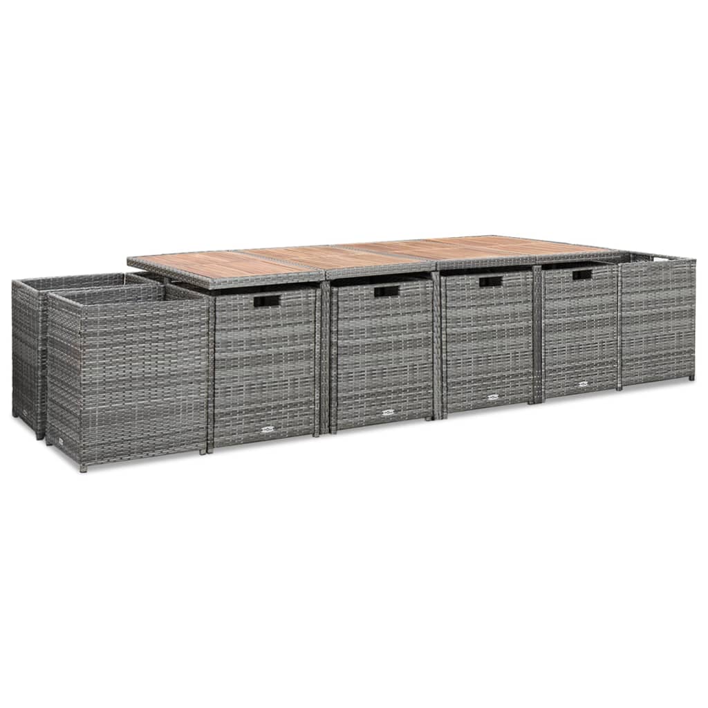 Ensemble de table à manger d'extérieur 13 pièces avec coussins en polyrotin gris anthracite - number 3.