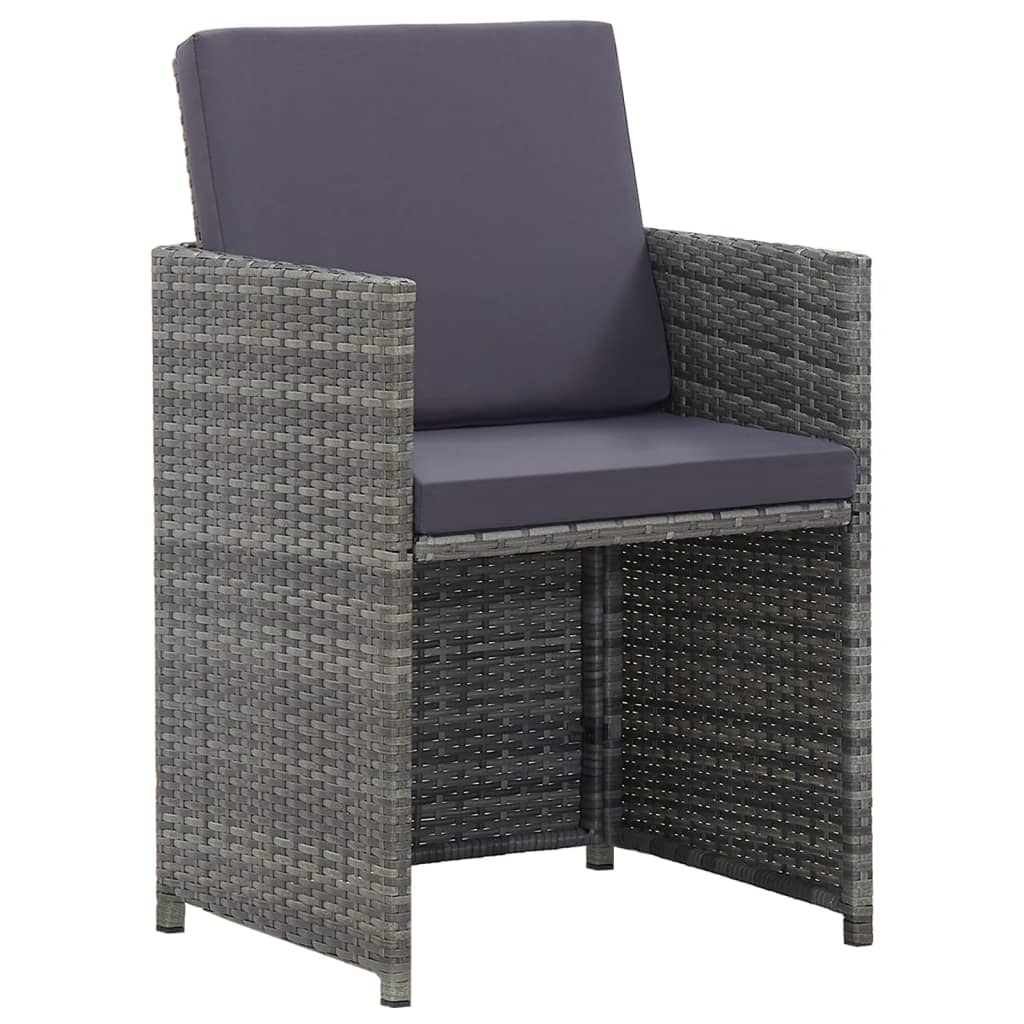 Ensemble de table à manger d'extérieur 13 pièces avec coussins en polyrotin gris anthracite - number 5.