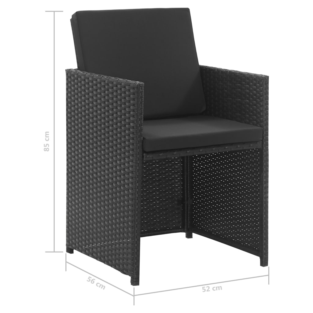 Souprava venkovního jídelního stolu díly s polštáři polyratan - černá, 2 - number 9.