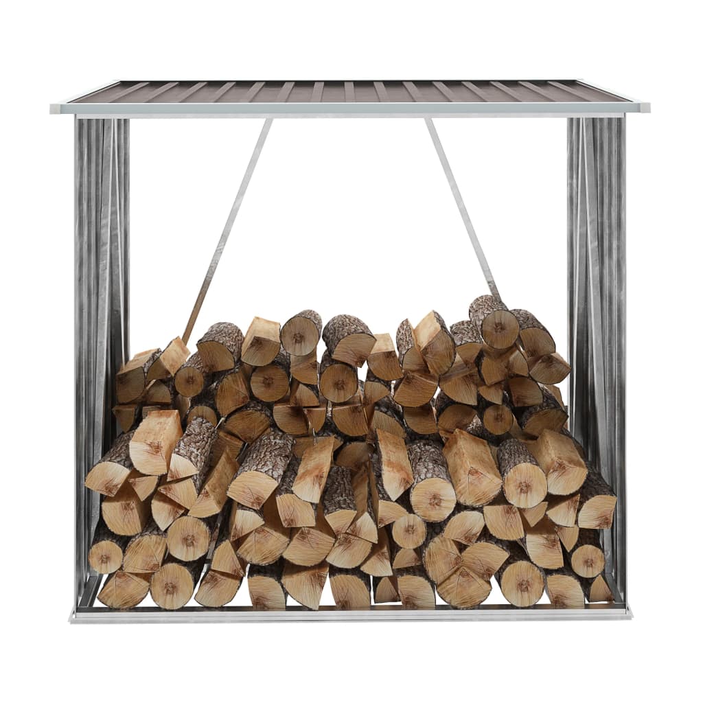 Brændeskur til haven 163x83x154 cm galvaniseret stål - brun - number 1.