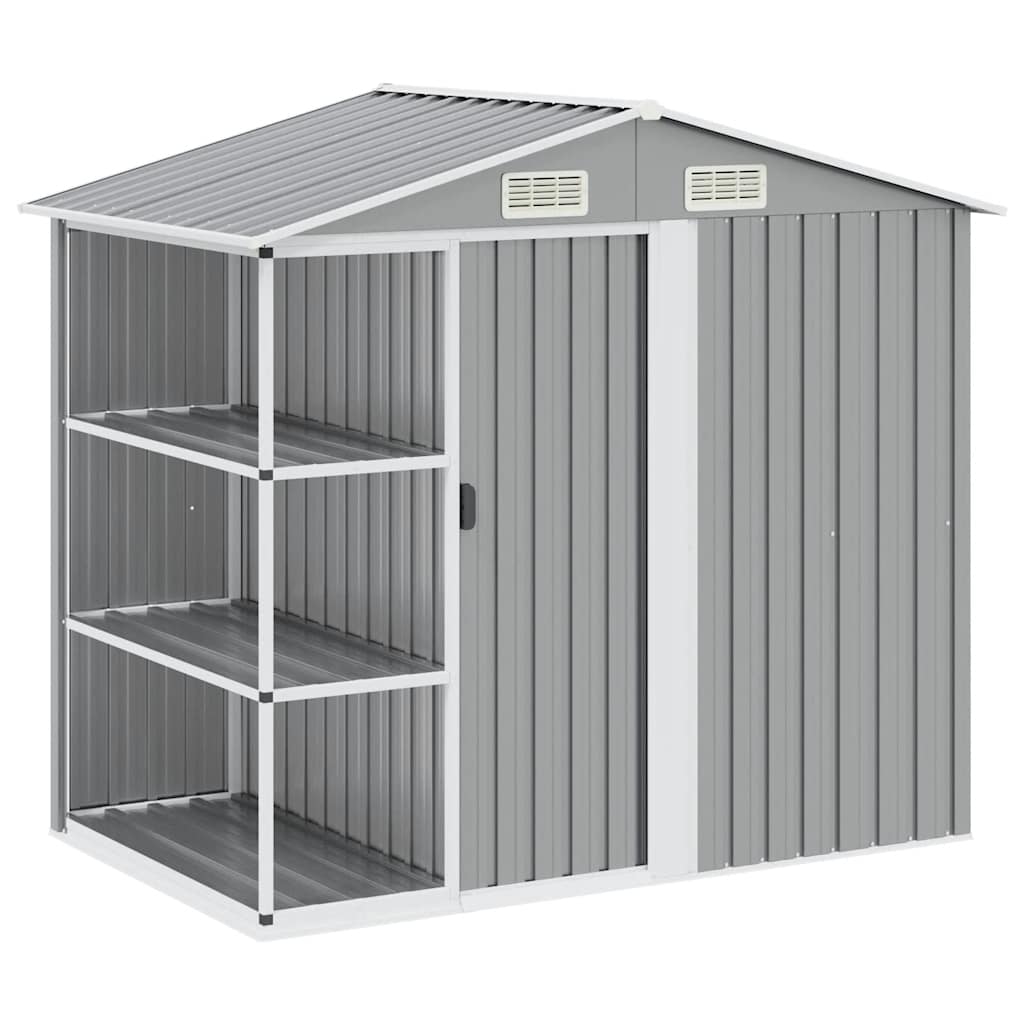 Garden shed with bookcase 205x130x183 cm iron - grey, 1 - number 1.