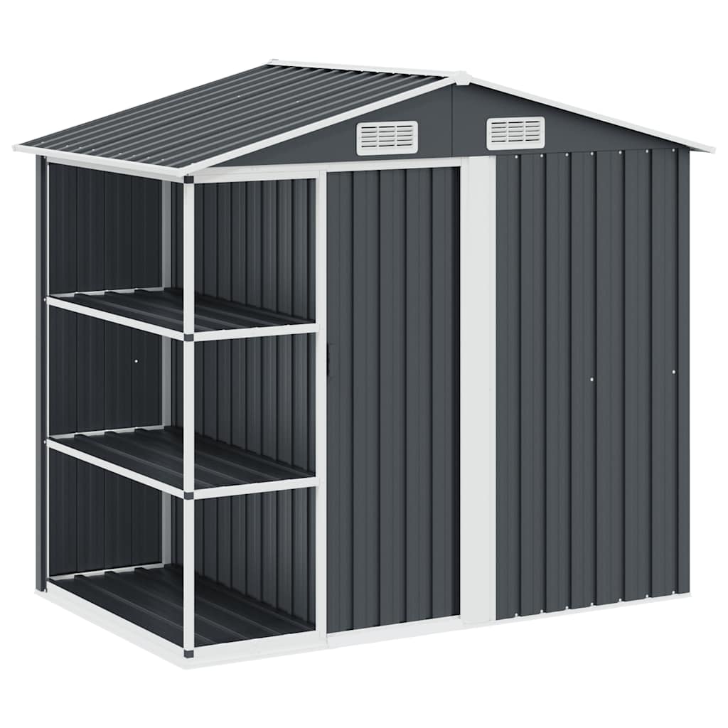 Haveskur med reol 205x130x183 cm jern antracitgrå - number 1.