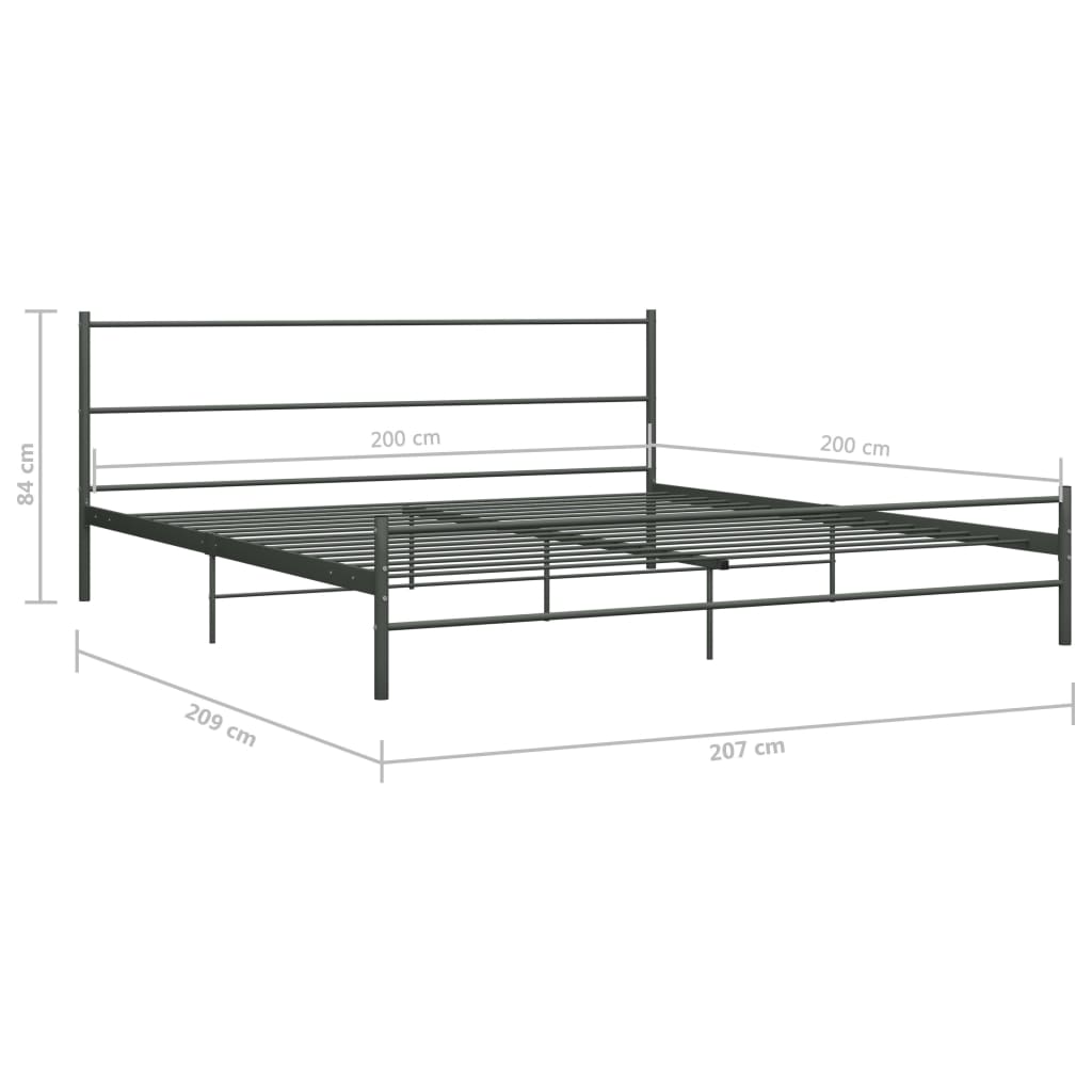 Bed frame metal - grey, 200 x 200 cm - number 7.