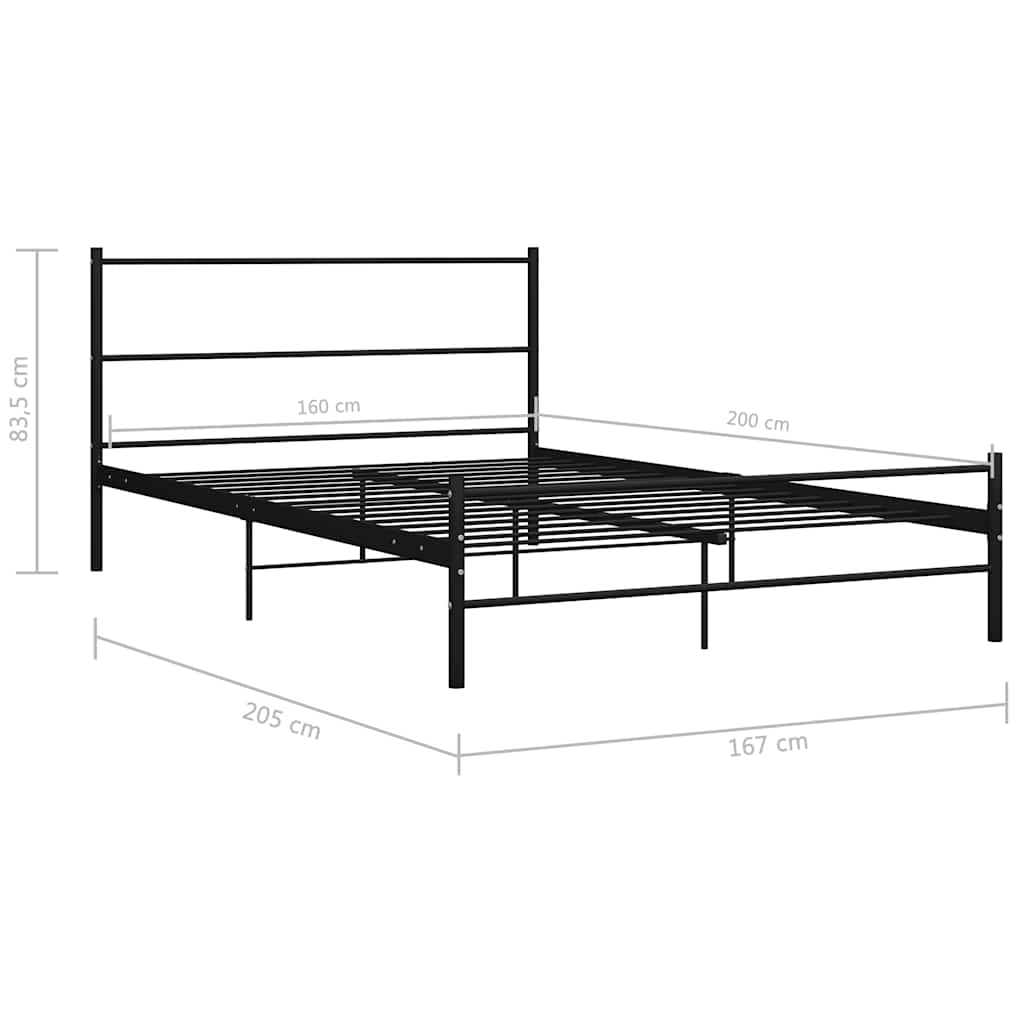 Bed frame metal - black, 160 x 200 cm - number 7.