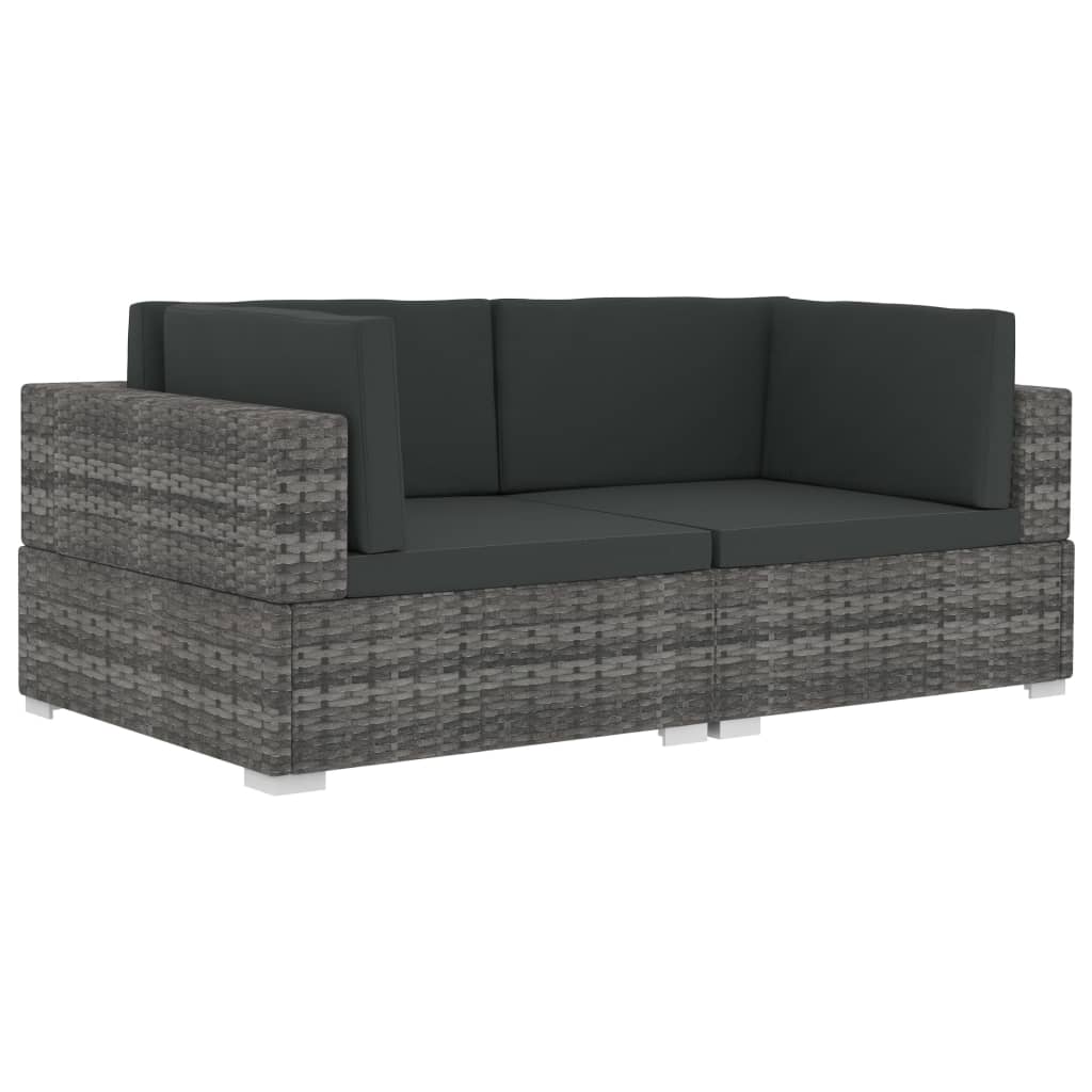 Hjørnesæde til sofa med hynder stk. polyrattan - grå, 2 - number 2.