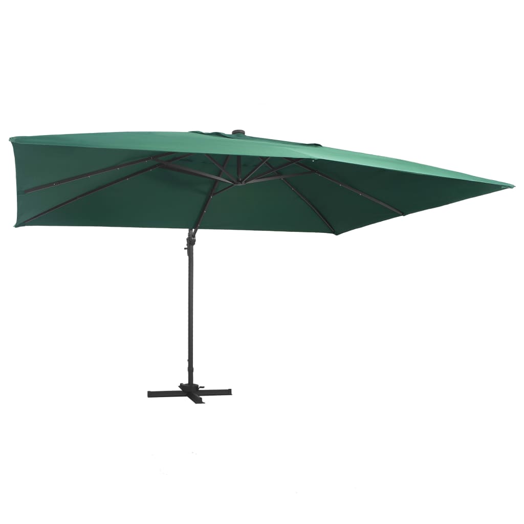 Hanging parasol with led light 400x300 cm aluminum pole - green, 400 x 300 cm (7 x 5 cm), 1 - number 1.