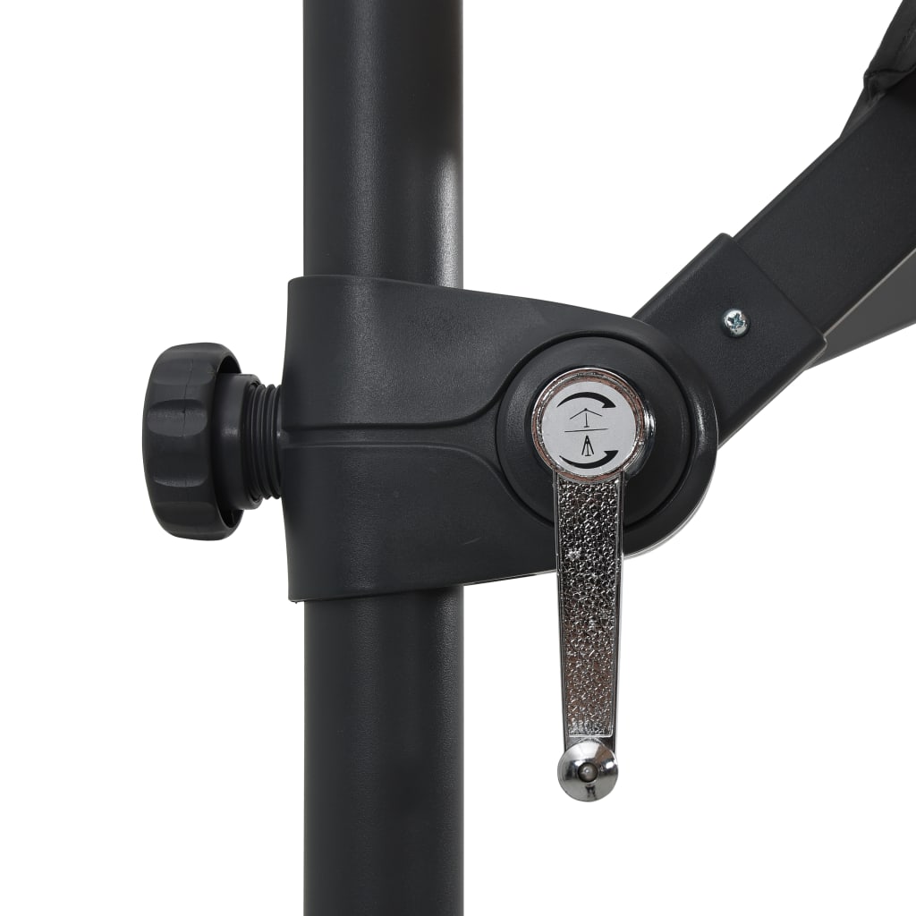 Hængeparasol med led-lys og stålstang 250x250 cm antracitgrå - number 7.