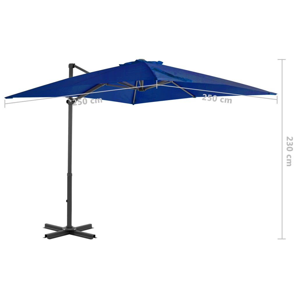 Parasol suspendu tige aluminium azur - bleu, 250 x 250 cm, 1 - number 6.