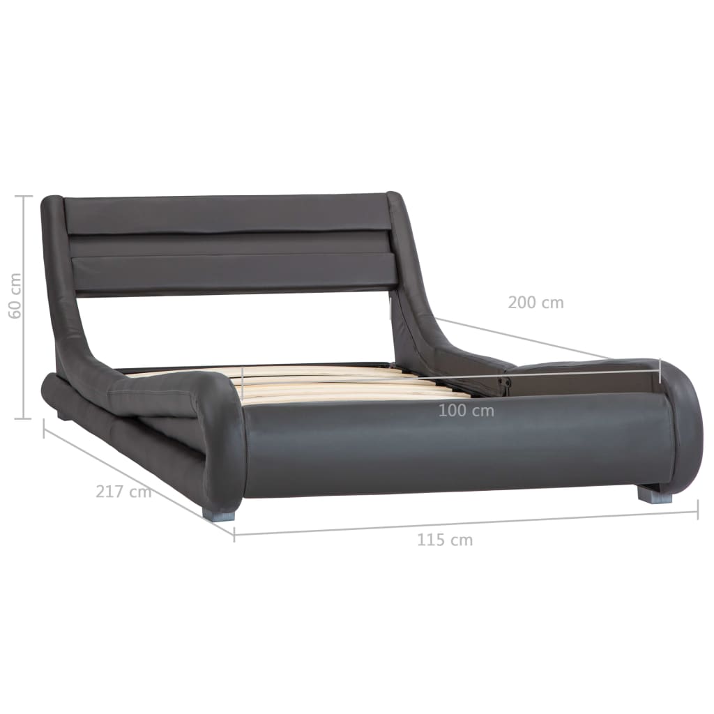 Rama łóżka z przegubami 100x200 cm skóra syntetyczna szara - number 8.