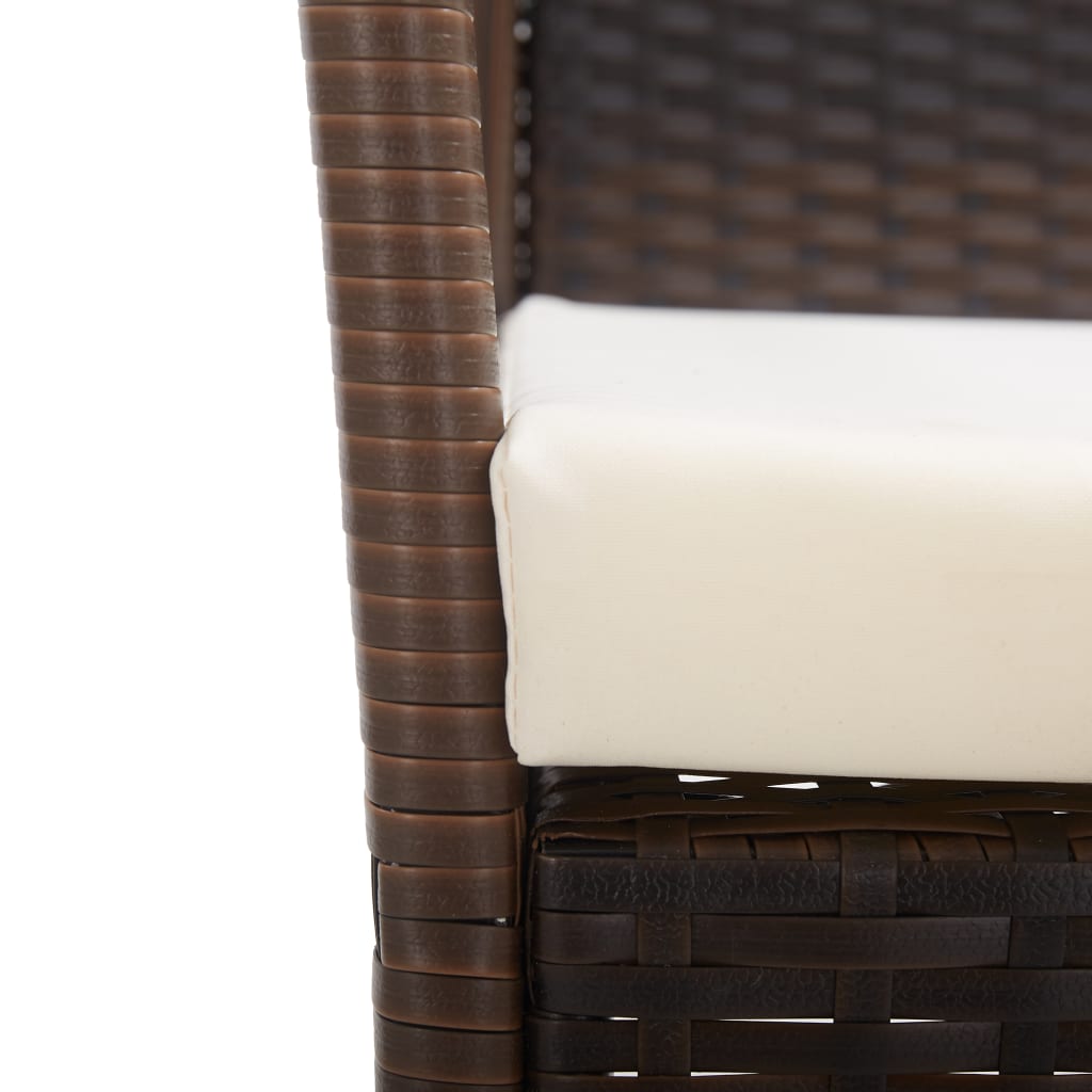 Havestole med hynder 2 stk. polyrattan brun - number 7.