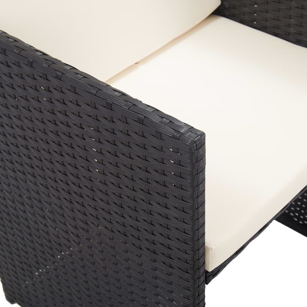 Udendørs spisebordssæt 15 dele med hynder polyrattan sort - number 11.