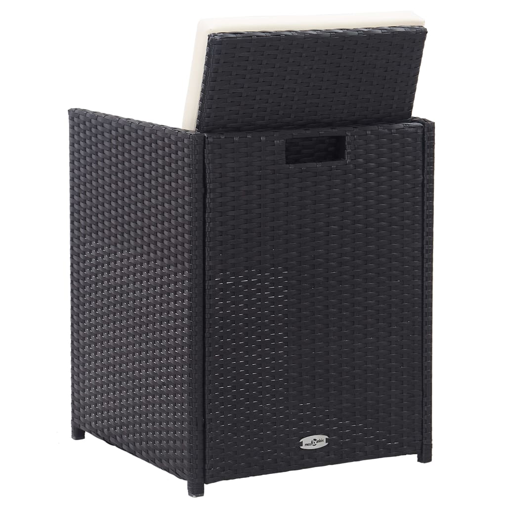 Vanjski blagovaonski stol od 15 dijelova s jastucima od poliratana crni - number 10.