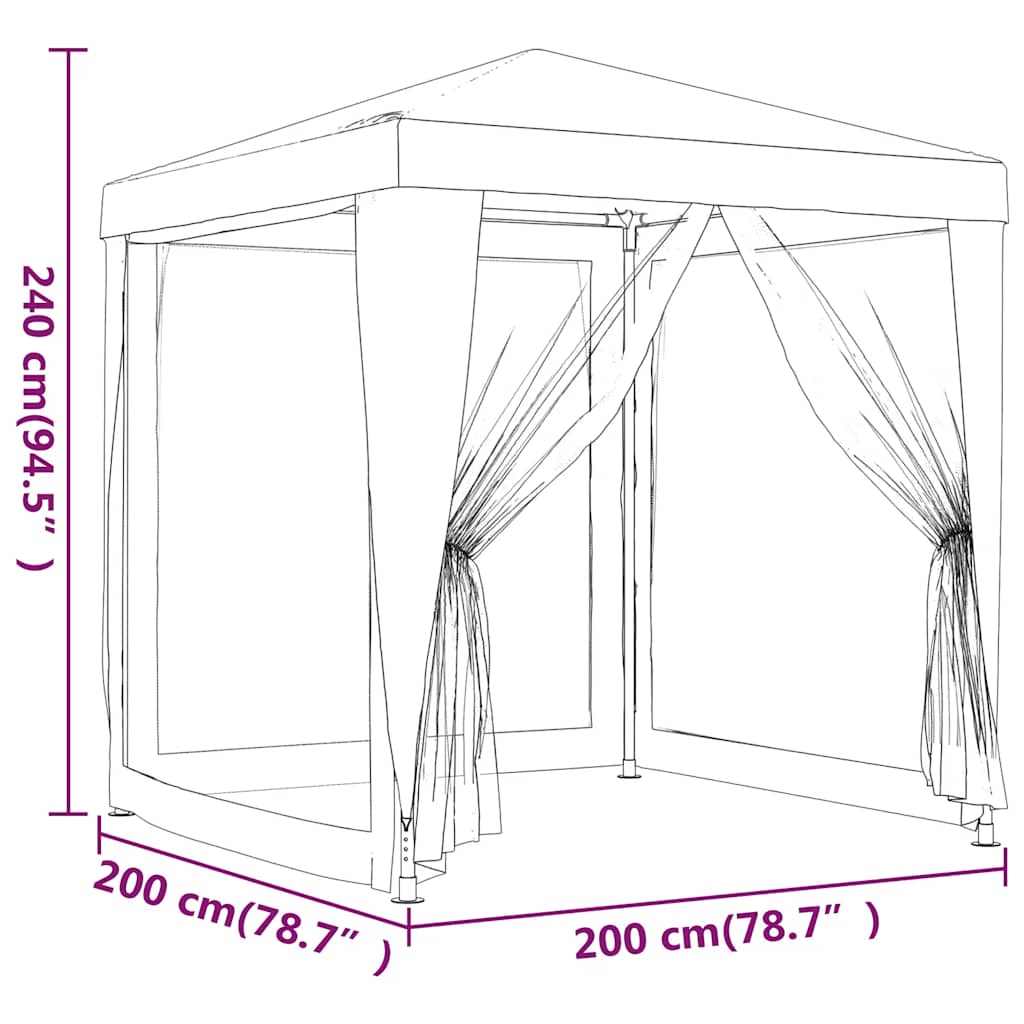 Festtelt med 4 sidevægge i trådnet 2x2 m hvid - number 7.