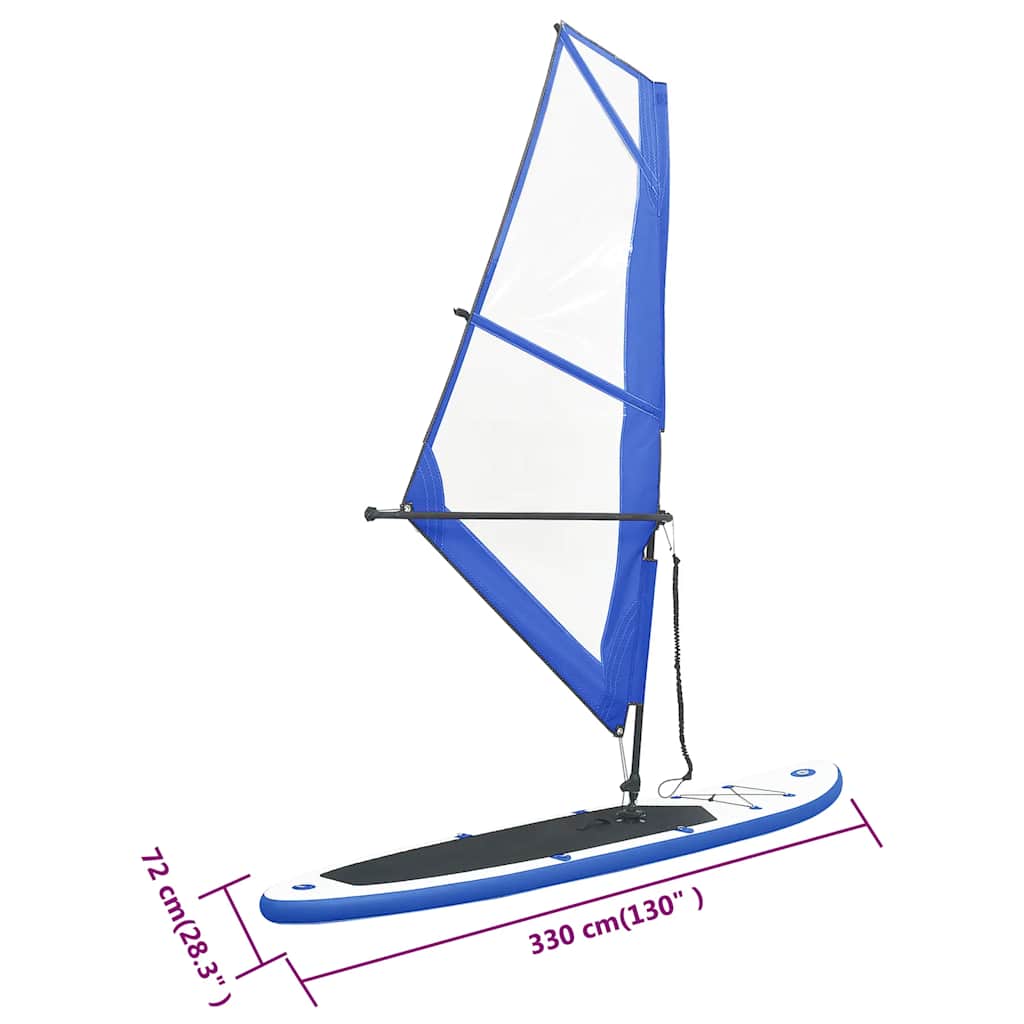 Oppusteligt paddleboard med sejl og hvid - blå, 330 x 72 x 10 cm - number 12.