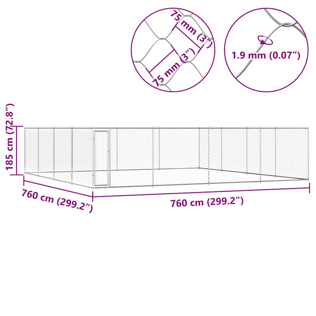 Aire de jeux extérieure pour chiens 760 x 760 x 185 cm en acier galvanisé - number 5.