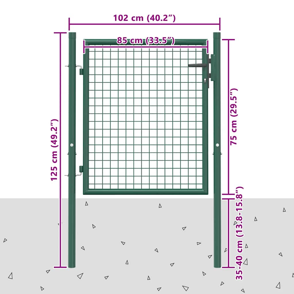 Staket grind stål grön - 100 x 75 cm - number 7.